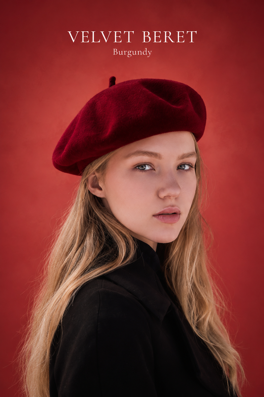 Velvet Beret - Burgundy
